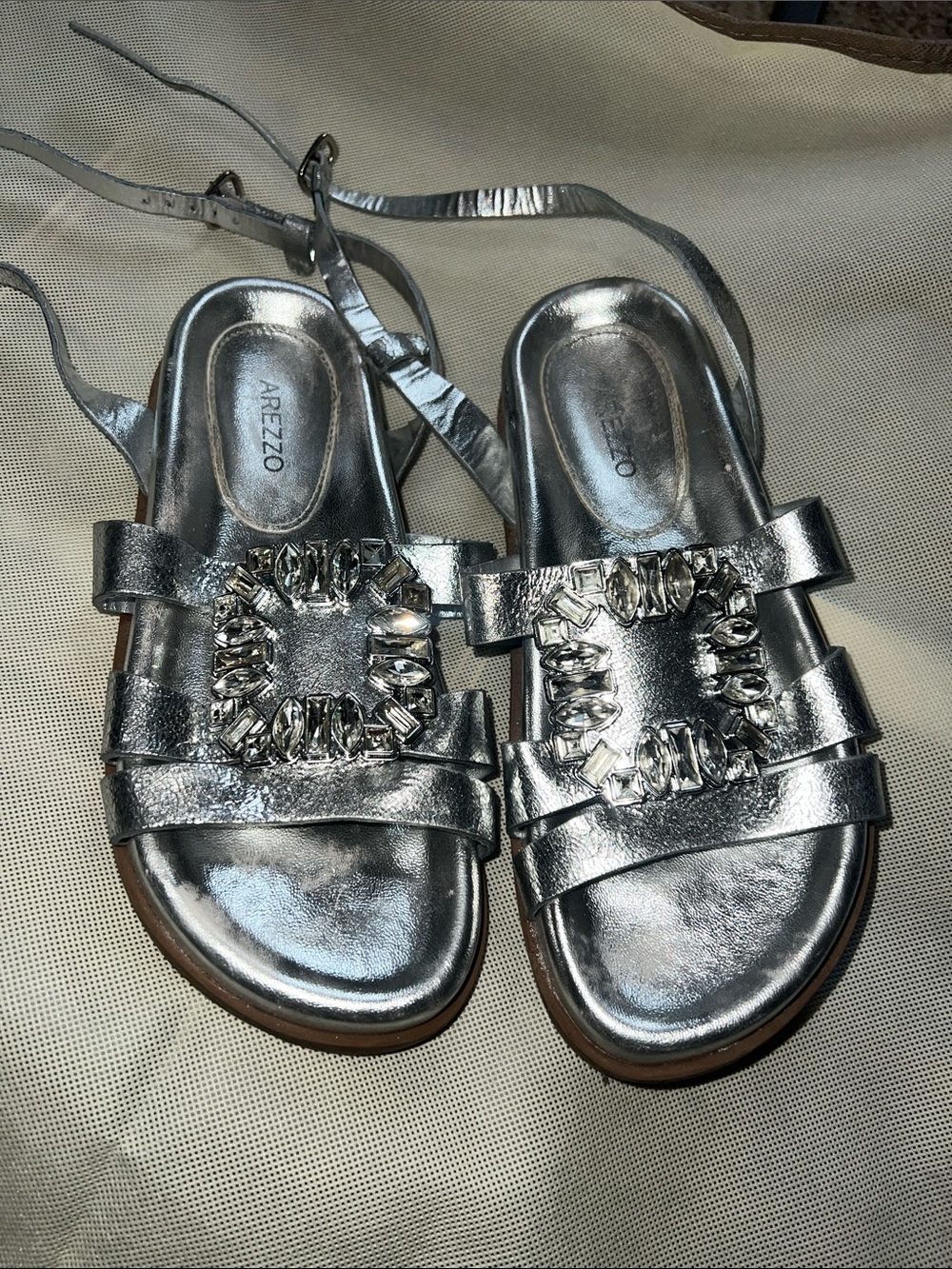 Arezzo Women's Sadie Rhinestone Flat Sandals